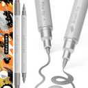ARTISTRO 2 Silver Dual-Tip Acrylic Paint Pens - Multisurface Markers for Glass, Rock, Fabric, Wood, Plastic & More - 1 mm Fine & Brush Tips