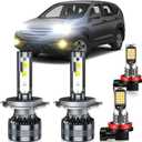 Compatible with 2007-2014 Honda CRV Bulbs, High Low Beam H11/H8/H16 Fog Light Bulbs, 40000LM 600% Brightness, 6000K White and 3000K Yellow Combo, Pack of 4