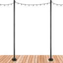 EXCELLO GLOBAL PRODUCTS Premium String Light Poles - 2 Pack - Extends to 10 Feet Deck Mount (Wood/Concrete)