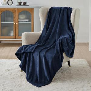 Fleece Throw XL Blanket Navy - 300GSM Soft Lightweight Plush Cozy Blankets for Bed, Sofa, Couch, Travel, Camping, 50x70 inches