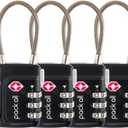 pack all TSA Approved Cable Luggage Locks, 3 Digit Combination Padlocks, Travel Lock for Suitcases & Bag, Alloy Body, Travel Accessories (4 Pack)