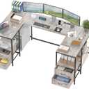 YOSHOOT 67" U Shaped Computer Desk, Reversible L Shaped Gaming Desk, 35.4"D x 66.9"W x 30.3"H