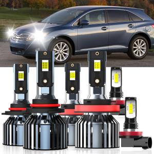 Lights Fit For Toyota Venza 2009 2010 2011 2012 2013 2014 2015 2016, 9005 High Beam H11 Low Beam H11 Fog Light Bulbs, High Power 6500K White Light, Pack of 6