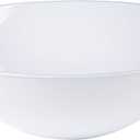 [16 OZ 20 Count] White Plastic Organic Party Soup bowls With Silver Rim Premium heavyweight Elegant Disposable Tableware Dishes