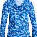 Men's Sun Protection Fishing Shirts UPF 50+ Lightweight Hoodie Long Sleeve UV SPF Hooded Shirts with Mask Rash Guard (3X-Large, Blue Camouflage)
