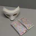 Leyndo Paper Mache Art Mask White Craft Masquerade Masks and Gem Stickers DIY Blank Mardi Gras Halloween Cosplay Party