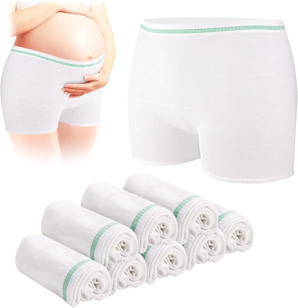 Carer Mesh Underwear Postpartum Postpartum Essentials Reusable, Stretchy Postpartum Underwear High Waist Mesh Panties (Large, 8pcs)