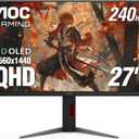 AOC Q27G4ZD 27" QD OLED Gaming Monitor, QHD 2560 x 1440, 240Hz 0.03ms, HDMI 2.0 x2, Display Port x2, G-Sync Compatible, Console Gaming Ready, 3-Year Zero-Bright-Dot