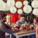 TaoBary Paper Snowflake Garland Banner Winter Christmas Decoration Hanging 3D Paper Snowflake Garland Neutral Wonderland Decorations for Windows Fireplace Mantle Shelf Wall Holiday Party Supplies