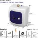 110V-120V 1500W Small Electric Under Sink Tank 8 Gallon Hot Water Heater Storage,Food Trucks Instant RV TR Trailer Kitchen Compact,Wall or Floor Mounted, Easy to Install,30L