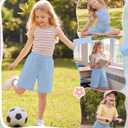 Girls Bermuda Shorts Wide Leg | Knee Length, Wide Leg, Baggy, Drawstring, High Waist, 2 Pockets, Sweat Shorts, Casual, Summer, for Girls 5-14Y, Kids, Play