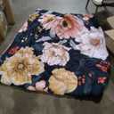 Throw Blankets Vintage Floral Roses, Peonies and Daisies Soft Cozy Microfiber Throw Blanket Vintage Style Black Background Blanket Set 4 Pcs (Queen,7)