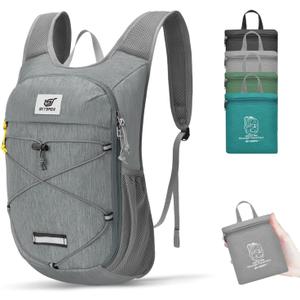 SKYSPER Foldable Hiking Backpack - 10L Small Lightweight Daypack Breathable Travel Backpacks for Men Women (Gray)