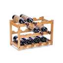 FOSTERSOURCE Wine Rack, Natural Bamboo Storage Rack Freestanding Countertop Stackable Display Shelf Wine Bottle Holder (3-Tiers 12-Bottles)