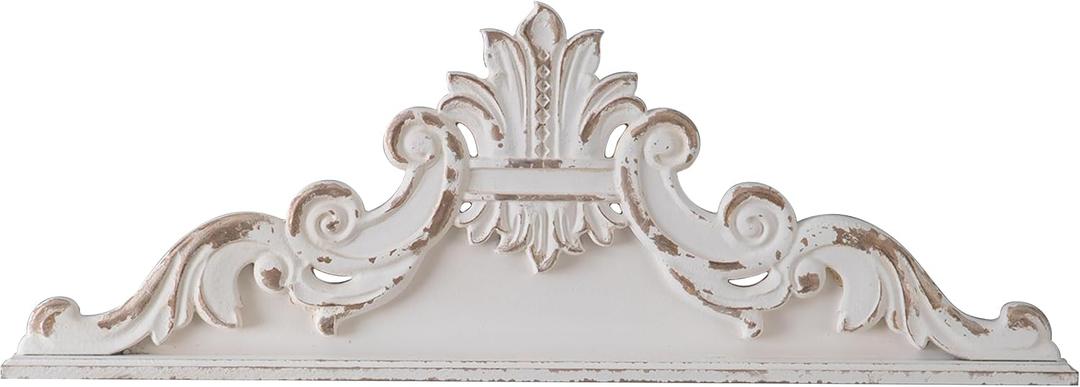 SOFE 39 inch Floral Carved Wall Sculptures French Country Wall Decor, Gorgeous Shabby Chic White Wood Wall Art, Arabesque Over The Door Decor for Farmhouse Living Room Bedroom Entryway Kitchen