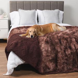PetAmi Waterproof Dog Blanket for Large Dog, Calming Pet Blanket Bed Couch Cover Protector, Washable Sherpa Faux Fur Throw for Sofa Furniture Protection, Soft Fluffy 60x80 Tie-Dye Brown