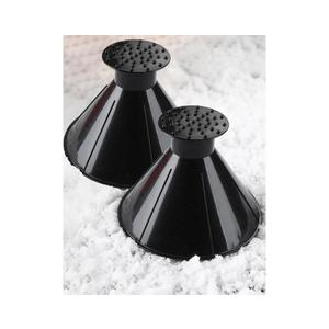 2pcs 2-in-1 Winter Windshield Ice Scraper with Funnel – Rotating Cone Snow Remover Tool – Compact Round Deicer for Cars, Vans, Trucks(Black)