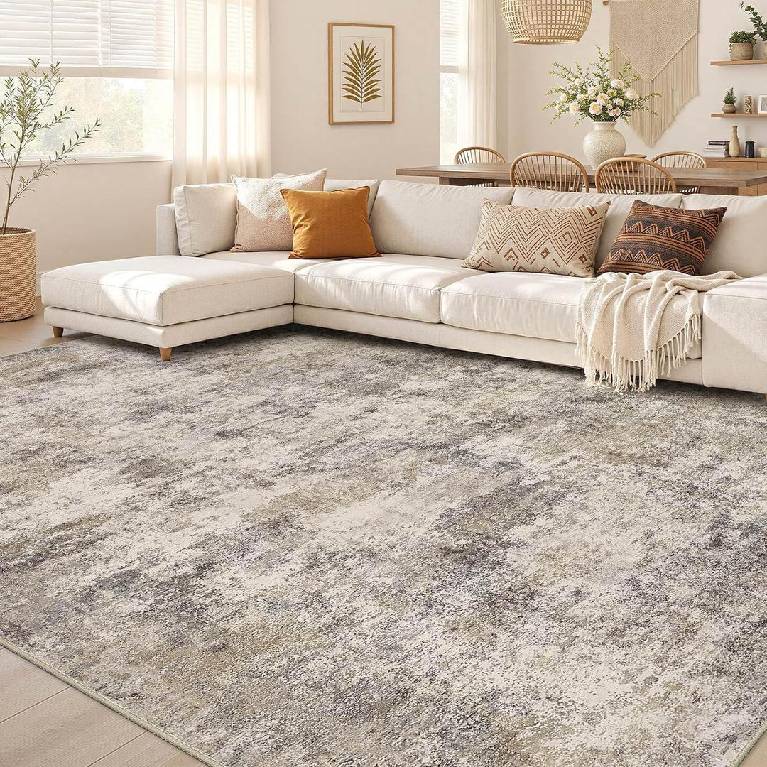 Nakagishi Boho 10x12 Area Rug Living Room Rugs Machine Washable Brown Grey