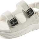 ONCAI Orthopedic Women Sandals with Arch Support Comfort Casual Sport Platform Recovery Hiking Sandals for Laides Water Summer Vacation Shoes Thick Outdoor Adjustable Strap (Size 7, Beigewhite)