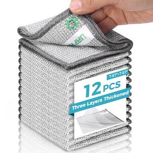 UAFAP 12 PCS Non Scratch Wire Dishcloth, Cleans Fast Without Scratching, Stands Up to Stuck-on Grime, Multi-Surface Safe, Wire Dishwashing Rag Cleaning Power for Everyday Jobs 7.87“ x 7.87”