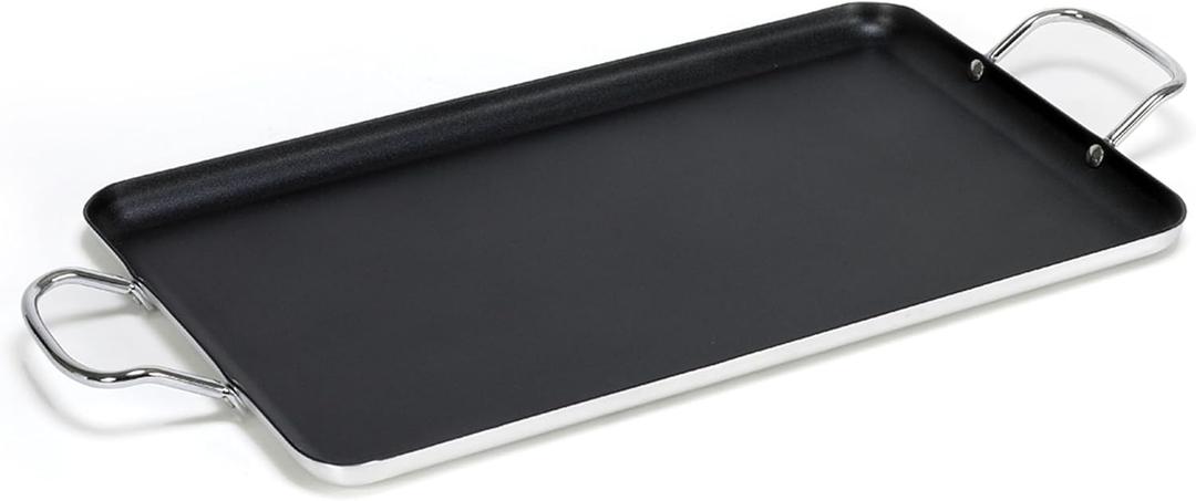 Imusa Double Burner Griddle Non-Stick 20-Inch, Black (20" x12")