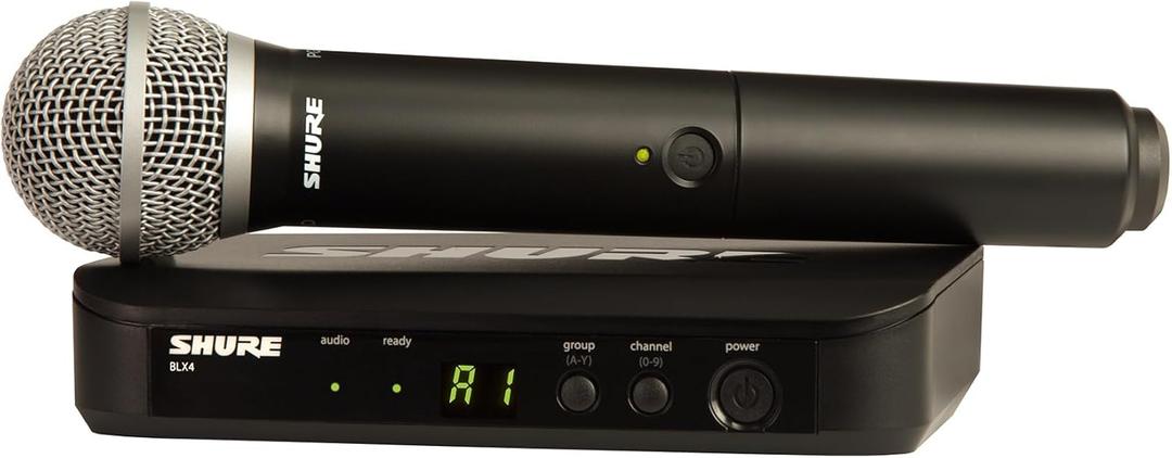 Shure BLX24/PG58 Wireless Microphone System - 14-Hour Battery Life, 300 ft Range, UHF | Includes PG58 Handheld Vocal Mic, Single Channel Receiver | H11 Band (BLX24/PG58-H11)