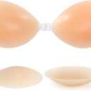 RELIRELIA Women's Sticky Self Adhesive Invisible Strapless Reusable Silicone Push Up Backless Bra, Nude, 30-40B