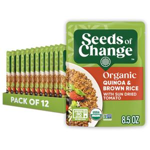 SEEDS OF CHANGE Organic Quinoa & Brown Rice with Sun Dried Tomato, Organic Food, 8.5 OZ Pouch (Pack of 12) (EXP 12/01/25)