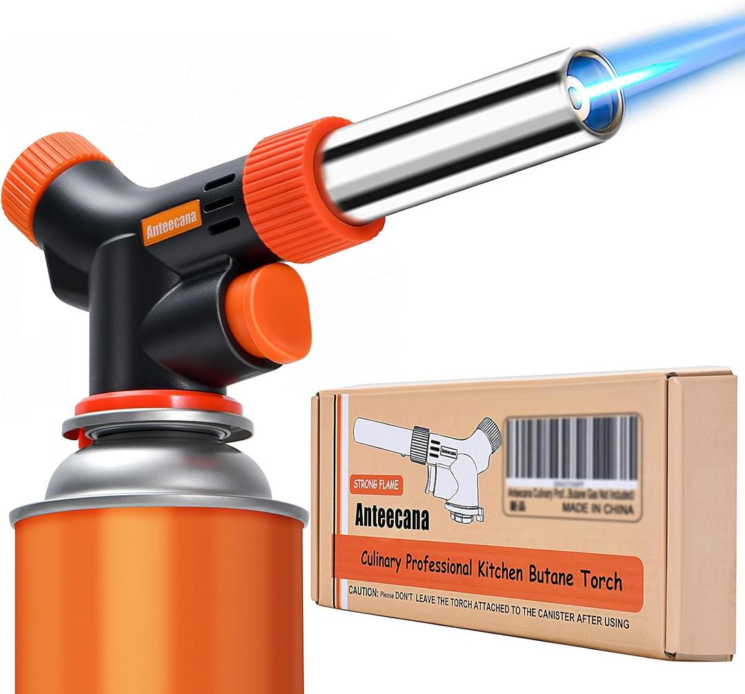 Culinary Professional Kitchen Cooking Torch, Upgrade Butane Torch for Cooking, Adjustable Flame with Reverse Use（Butane Gas Not Included）