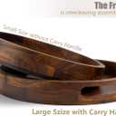 Set of 2 Large Round Black Walnut Wood Ottoman Tray 