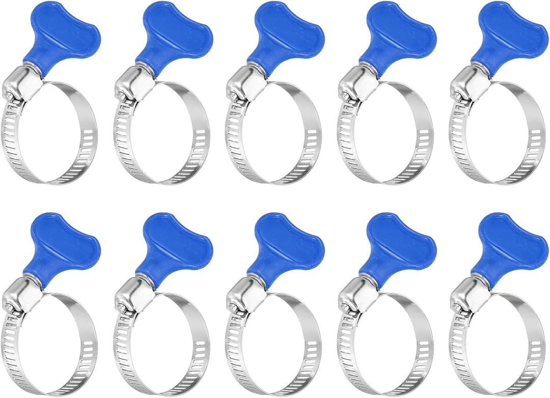 uxcell 15Pcs Stainless Steel Hose Clamps Worm Gear Hose Clamp, 18-32mm(11/16" to 1-1/4") Adjustable Thumb Screw Key Type Clamps Fuel Line Clamps 8mm Bandwidth for Plumbing, Blue