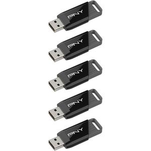 PNY 64GB Attach X USB 3.2 Gen 1 Flash Drive, Advanced Performance Up to 130MB/s Read, Everyday Data Store & Transfer, Reliable Portable Storage, Durable, Type-A, Computers, Laptops, Desktops, 5-Pack