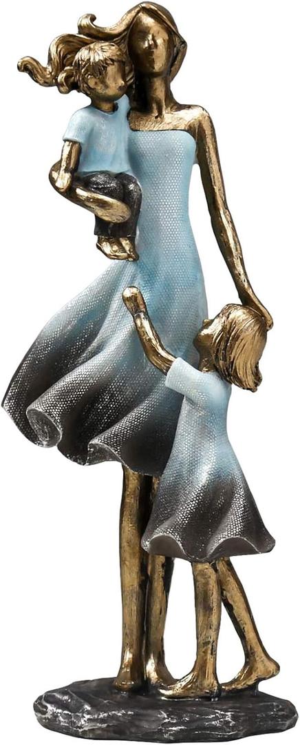 AEVVV Mother with Children Figurine Statue Art Sculpture Figure Polyresin Home Decoration Desk Ornament, Statuette for Your Desk - Bookshelf - Dinning Table