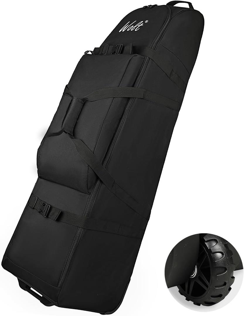 WOLT Golf Travel Bag with Anti-Impact Support System - Soft Padded Golf Travel Case for Airlines, Golf Travel Cover with Wheels (Black)