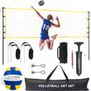 Volleyball Net for Backyard, Includes 32x3 Ft Beach Volleyball Net with Poles, 8.5-Inch PU Volley Ball, Bag & Pump, Portable Net for Outdoor or Home Use, Complete Set