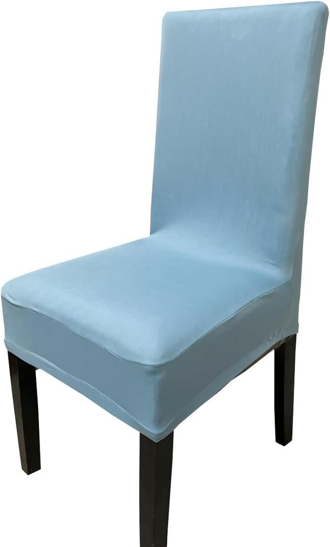 4 Pieces Spandex Stretch Washable Dining Room Chair Cover Protector Seat Slipcovers for All Seasons (Light Blue, 4)