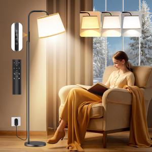 Light Therapy Lamp, 10000 Lux Daylight Lamp with Remote & Touch Control, Adjustable Color/Brightness/Timer, Therapy Light Floor Lamp with Linen Shade for Bedroom, Office, Living Room