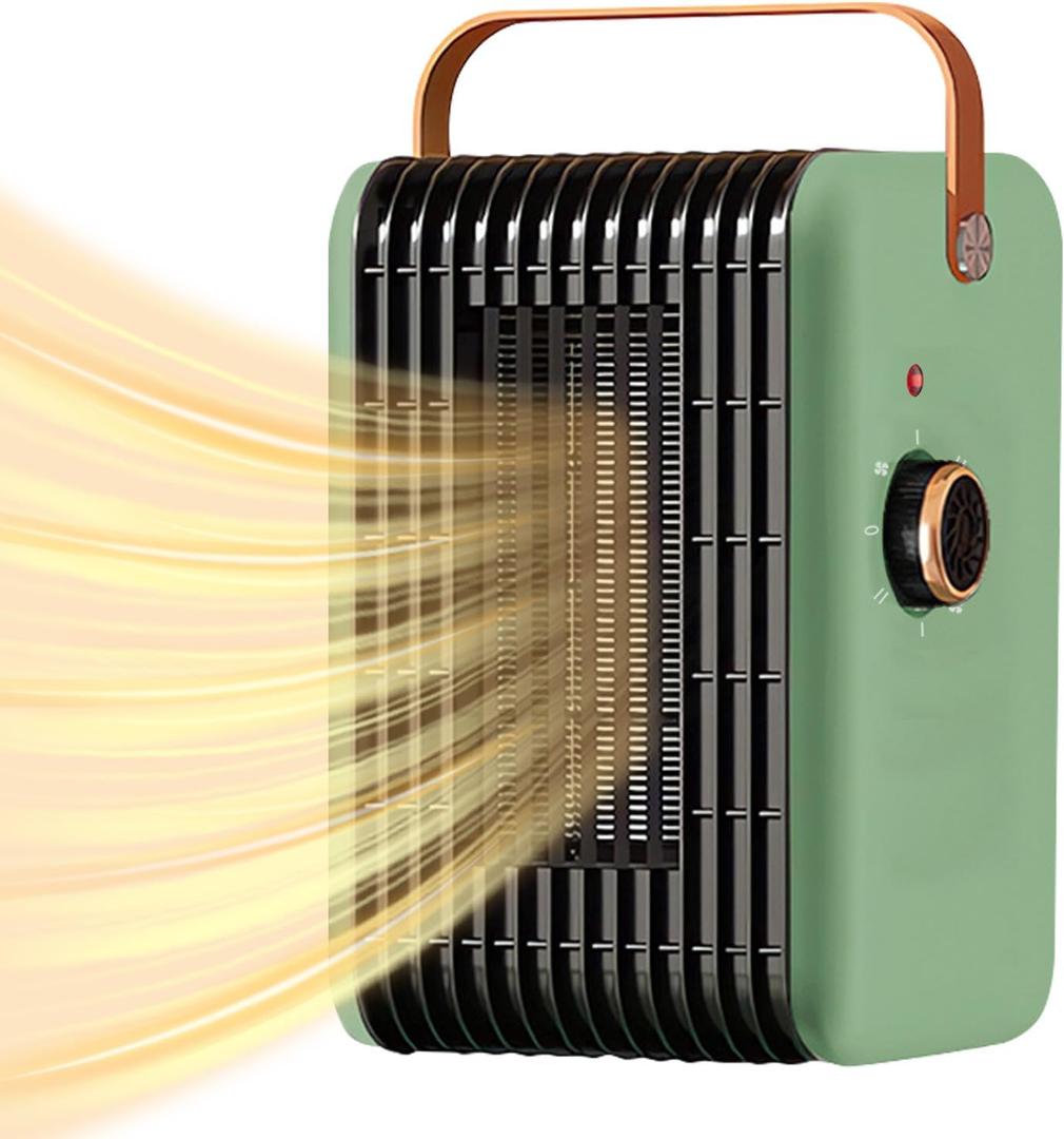 1500W Space Heater for Indoor Use PTC Portable Electric Heater 110V Fast Heating Room Small Heater Heating and Fan Modes for Desk Office Bedroom Bathroom (Green)