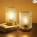 2 Pack Battery Operated Decorative Aesthetic Lamp with Timer for Dorm/Office/ Patio/Bedside/,Small Cordless Table Lamps with LED Warm Bulb for Shelf/Coffee Table/Entryway/ Mantle/Dresser Decor(Clear)