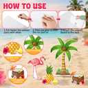 BreezeHug 4 Pcs Luau Hawaiian Party Decoration Large Palm Tree Cardboard Cutout Stand Summer Island Decor for Tropical Beach Birthday Supplies, Flamingos Coconut Tree for Hawaiian Party Favors