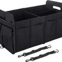 Trunk Organizer For Suv & Sedan,Car Organizers and Storage, Waterproof Collapsible & Adjustable Straps,75L Sturdy Car Organization for Car Accessories, Tools,Sundries,2-3 CompartmentBlack