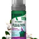 Vet's Best Natural Waterless Flea & Tick Bath for Cats  Natural No-Rinse Dry Shampoo with Plant-Based Ingredients  Flea and Tick Prevention and Control with Certified Essential Oils  5 oz Bottle