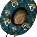 NFL Team Logo Americana Floral Lifeguard Beach Straw Sun Hat (Beige, M)