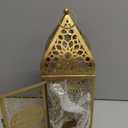 Ramadan Lanterns Gold Metal Islamic Fanous Hanging Candle Holder Decor for Ramadan & Eid, Eid Decorations for Home Table Window Porch, Large 14.6" & 11.4" Set of 1