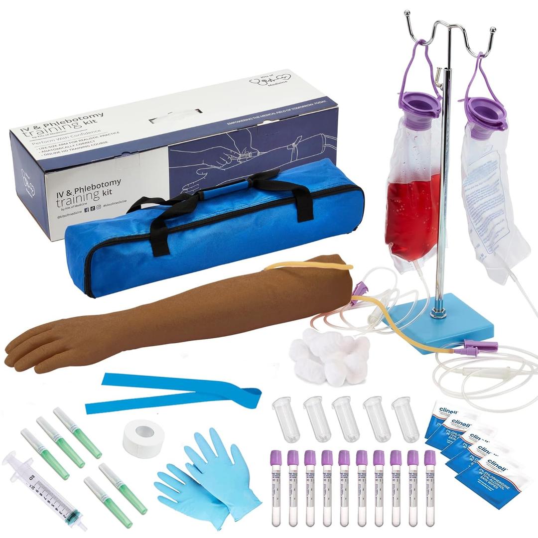 Phlebotomy Training Kit | IV, Venepuncture, Phlebotomy Arm Practice Kit | Phlebotomy Gifts for Medical Student and Nurse Student | Complete Phlebotomy Equipment and Supplies | Educational USE