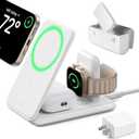 ESR 3 in 1 Charging Station for Apple, [Certified] Apple Watch Charger & 15W MagSafe Charger Stand, Travel Charger for iPhone 17/16/15/14/13/12, Watch & AirPods 4/3/Pro, White (Bag Included)