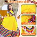 Girls Mexican Dress Folklorico Traditional Dresses Holiday Toddler Dance Skirt Kids Halloween Carnival Birthday Gowns, M