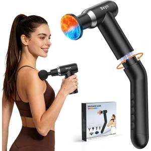 Beyn Hot and Cold Massager Gun with Detachable Extended Handle, 6 Massage Heads & LCD Display - Deep Tissue Massager for Neck Back Body Muscle Pain Relief