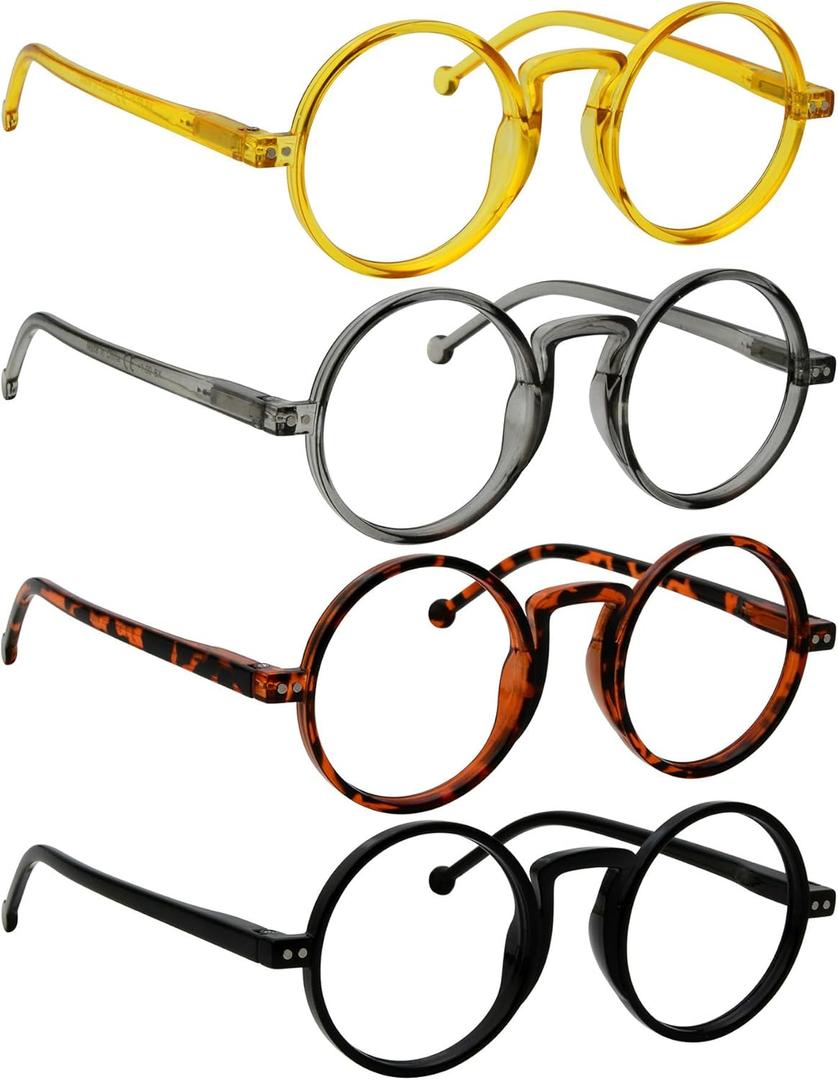 BLUELESS Oversize Reading Glasses Men Metalless Screwless Spring Hinges 4 Pack Readers for Wide Face (4pcs-mix-r2140)