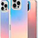 LONLI Hue Case for iPhone 16 Pro Max - [360° Shock-Absorbent Bumper] - [Cute and Unique Phone Cover for Girls and Women] - Fluorescent Holographic Iridescent